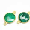 Natural Green Emerald Faceted Flat Coin 925 Silver Gold Vermeil Connector Quantity 2 pcs. & Size 11mm x 11mm approx. Rare Green Emerald Hand Cut Faceted Gemstone in 925 Silver Gold Vermeil Bezel Coin Connector Station